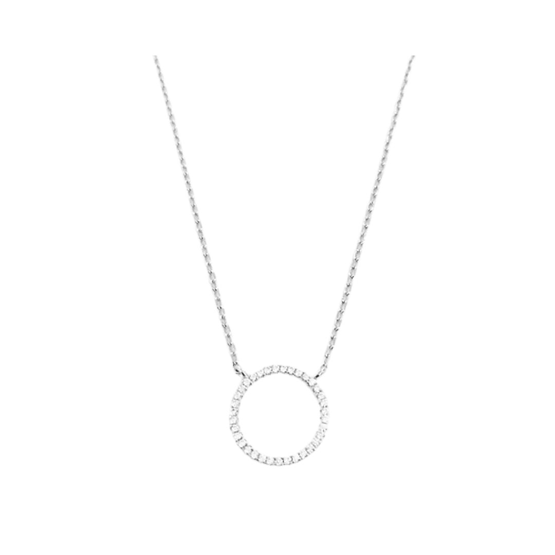 CZ Small Circle Necklace - Sterling Silver