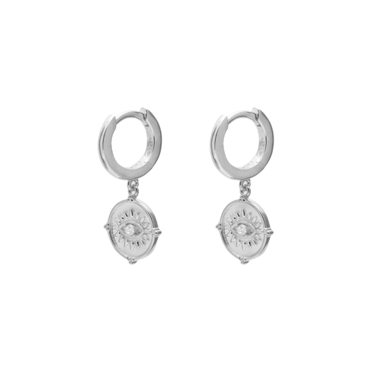 Huggie Earring with CZ Eye - Sterling Silver
