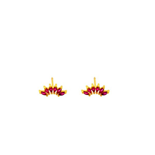 Pink CZ Stud Earring - Sterling Silver with Gold Plating