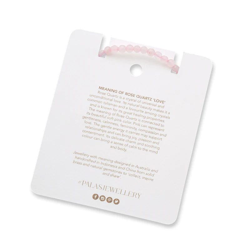 Grateful for my Teacher Rose Quartz Gem & Brass Bracelet