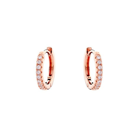Huggie Earring - Sterling Silver with Rose Gold Plating & CZ