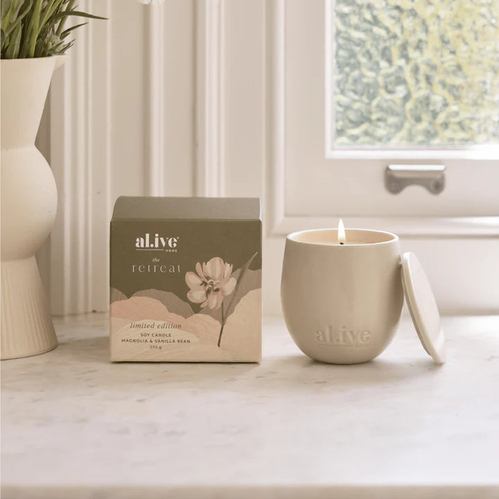 Al.ive Body - The Retreat magnolia & vanilla bean soy candle